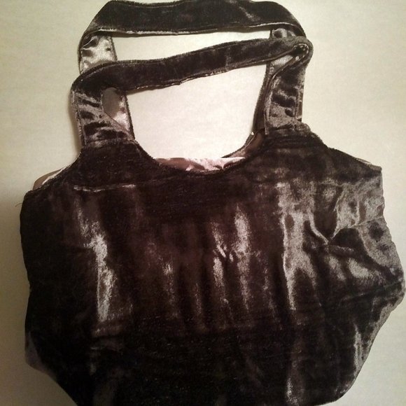 NWOT Black Velvet Shoulder Bag/Tote, Gold Sequins & Beads - Picture 12 of 13